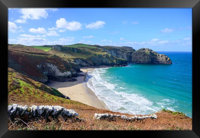 Benoath Cove and Bossiney Haven in Cornwall Framed Print by Tracey Turner
