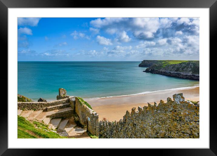 Barafundle Bay in Pembrokeshire Framed Mounted Print by Tracey Turner