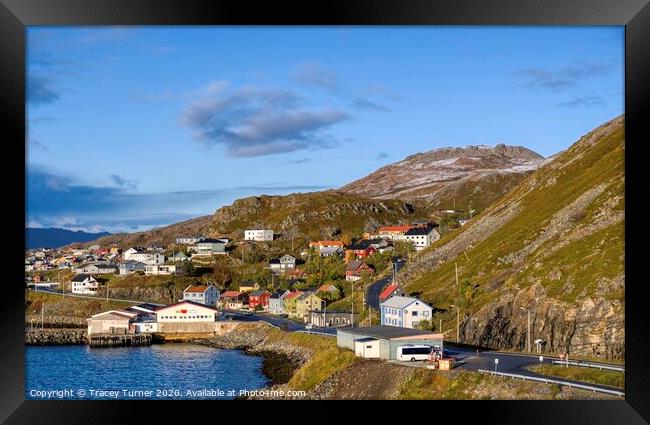 Honningsvåg Port in Norway Framed Print by Tracey Turner