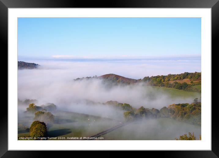 Misty Morning over Cam Peak Framed Mounted Print by Tracey Turner