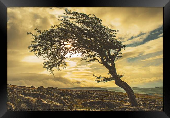 Golden Skies on Twistelton Scar Framed Print by Jim Day