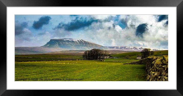A snow flecked Pen-Y-Ghent Framed Mounted Print by Jim Day
