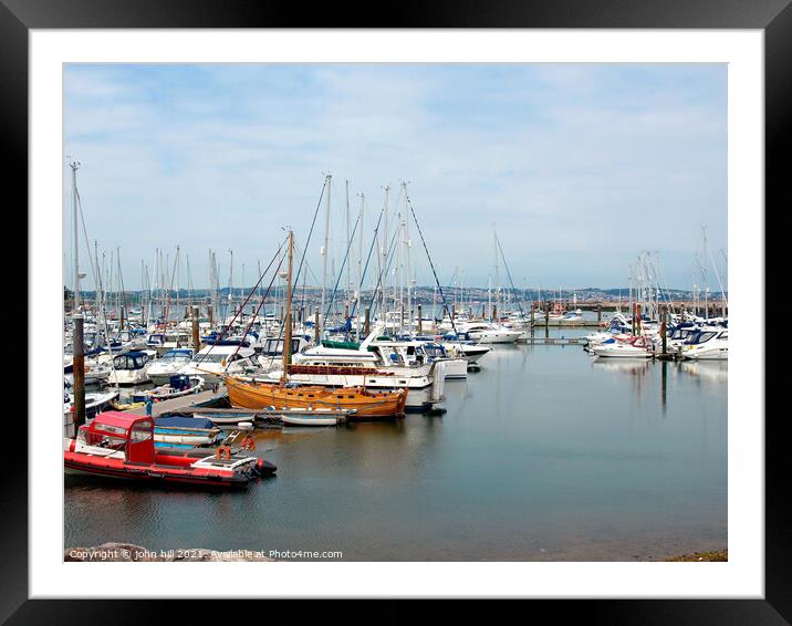 Marina at Brixham in Devon. Framed Mounted Print by john hill