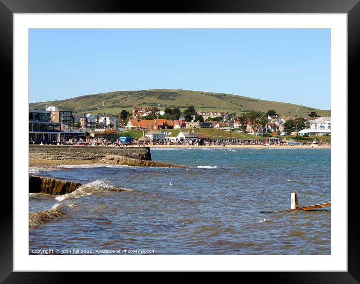 Swanage bay and seafront in Dorset, UK. Framed Mounted Print by john hill