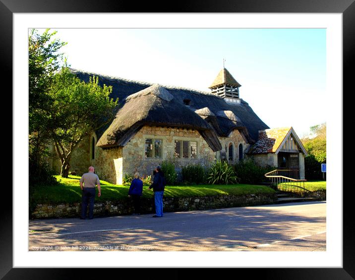 Thatched church at Freshwater on the Isle of Wight Framed Mounted Print by john hill