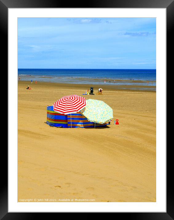 Parasol party at Mablethorpe in Lincolnshire Framed Mounted Print by john hill