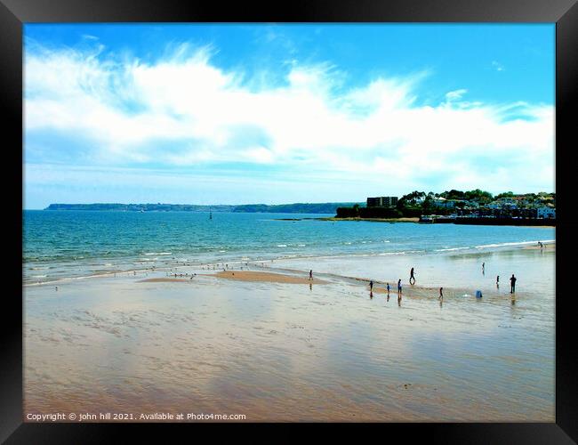 Beach at Low Tide at Paignton in Devon. Framed Print by john hill