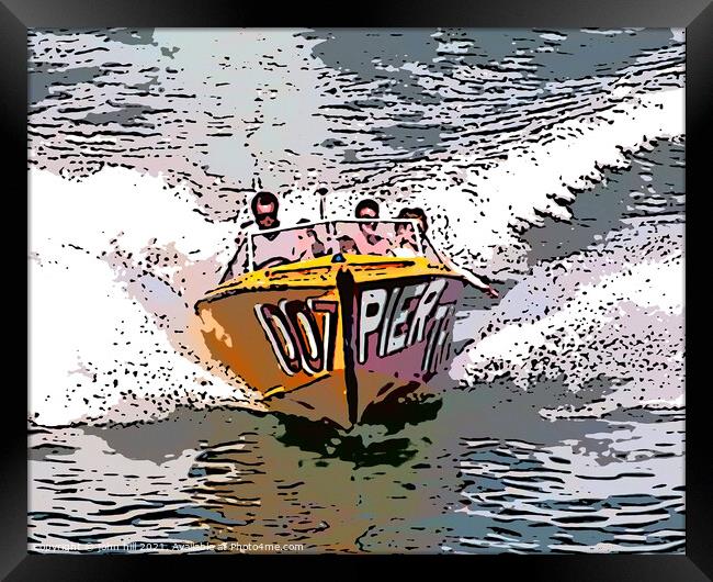 Speedboat (illustration effect) Framed Print by john hill