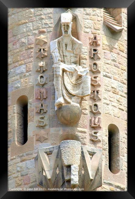 Sculpture on La Sagrada Familia in Spain. Framed Print by john hill