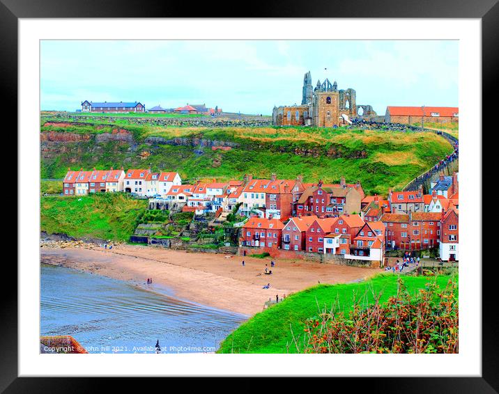 Old Whitby at North Yorkshire in England. Framed Mounted Print by john hill