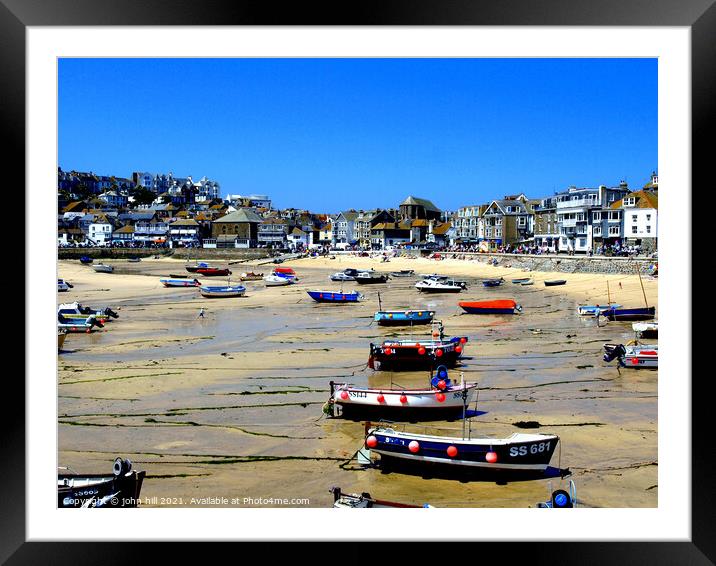 Harbour & town at St.Ives in Cornwall, UK. Framed Mounted Print by john hill