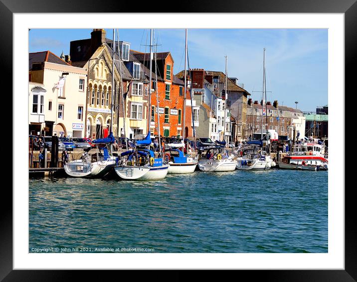 Moored yachts at Weymouth in Dorset. Framed Mounted Print by john hill