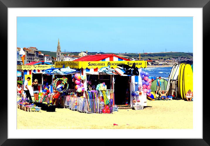 Shop on the beach at Weymouth  Framed Mounted Print by john hill