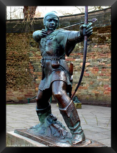 Robin Hood statue at Nottingham Framed Print by john hill