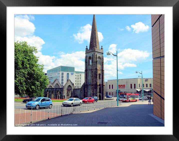 Lest we forget, Bombed Charles Church, Plymouth Framed Mounted Print by john hill