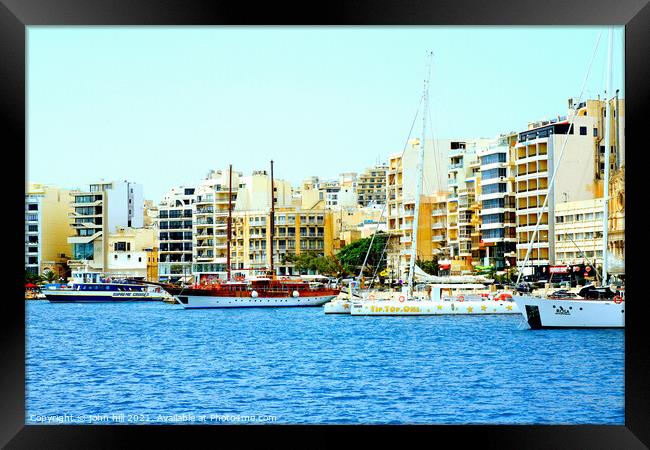 Waterfront and quayside, Sliema, Malta. Framed Print by john hill
