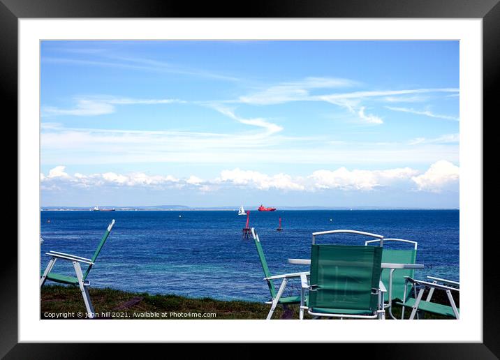 Cafe seating overlooking the Solent at Bembridge, I.O.W. Framed Mounted Print by john hill