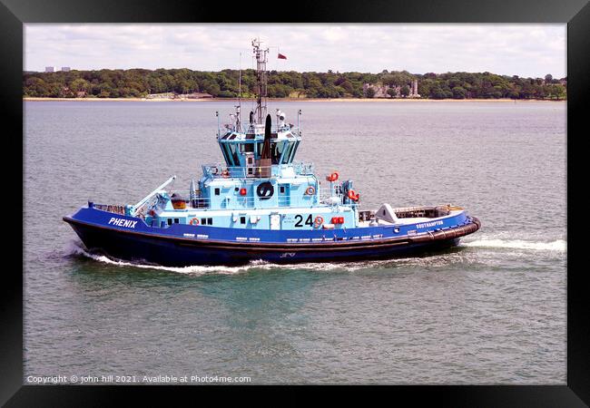 Tugboat on the Solent. Framed Print by john hill