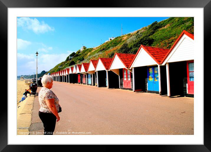 Beach huts, Bournemouth, Dorset. Framed Mounted Print by john hill