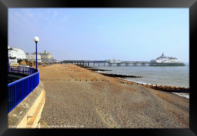 Eastbourne beach and pier, Sussex, UK. Framed Print by john hill