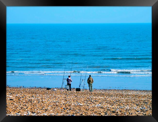 Beach Fishing. Framed Print by john hill