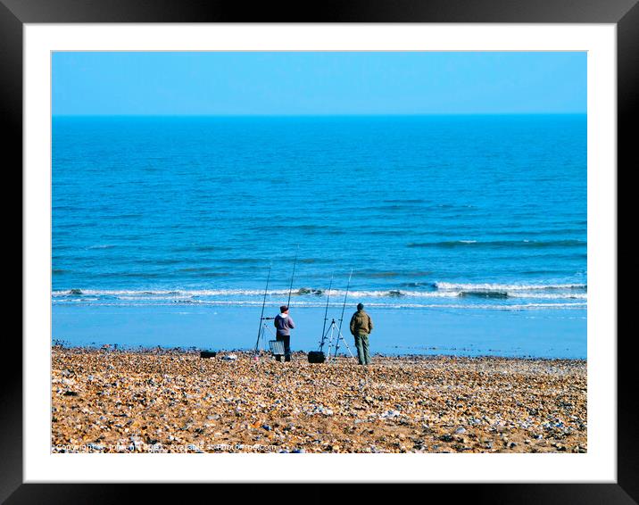 Beach Fishing. Framed Mounted Print by john hill