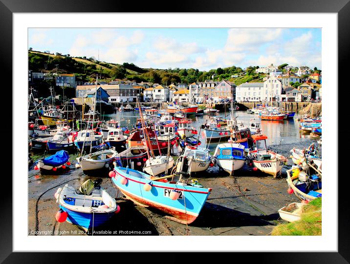 Organised harbour at Mevagissey, Cornwall. Framed Mounted Print by john hill