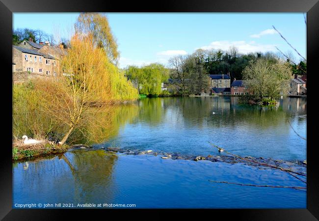 Cromford village and mill pond Derbyshire. Framed Print by john hill