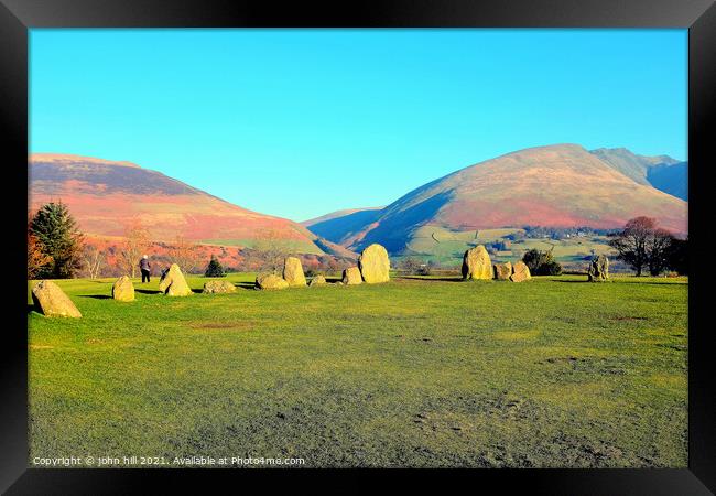 Winter at Castlerigg Stone Circle. Framed Print by john hill