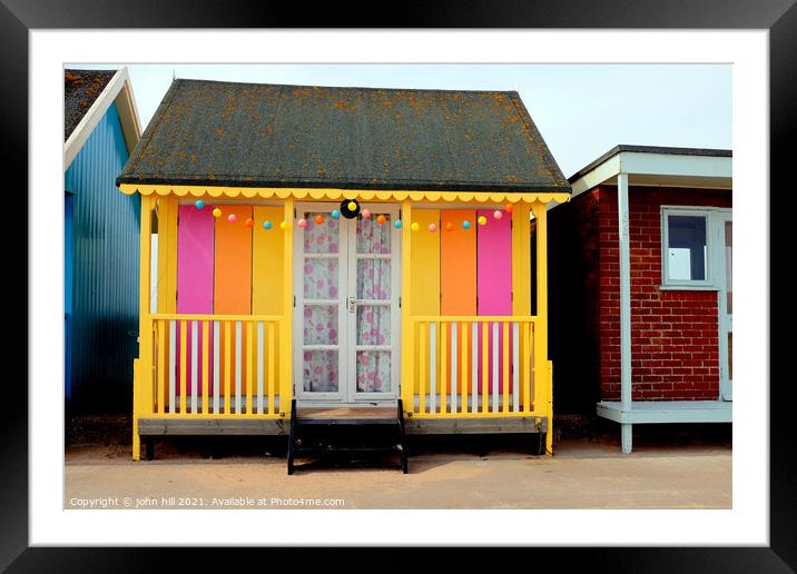 Colorful beach hut. Framed Mounted Print by john hill