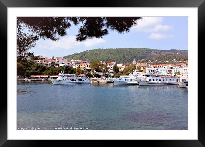 Old Port from the Mpourtzi, Skiathos town, Skiathos, Greece. Framed Mounted Print by john hill