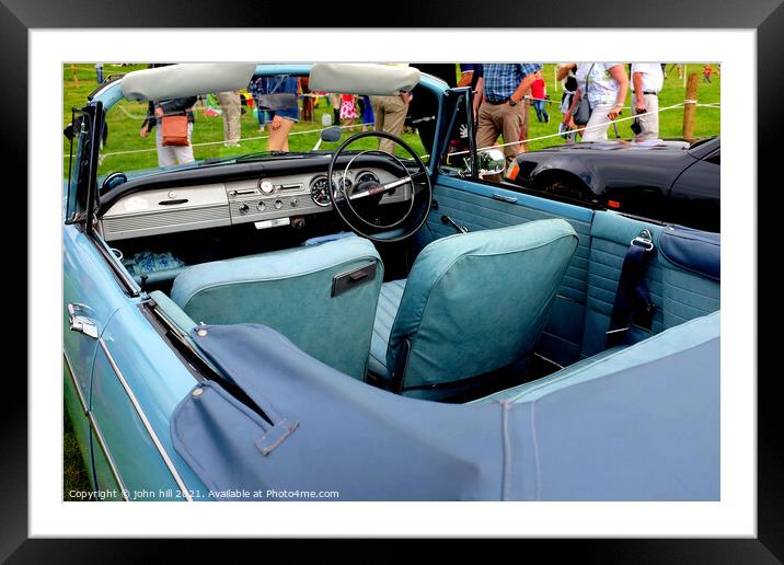 1963 Vintage two door converable automobile. Framed Mounted Print by john hill
