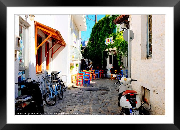 Skiathos town back street, Greece. Framed Mounted Print by john hill