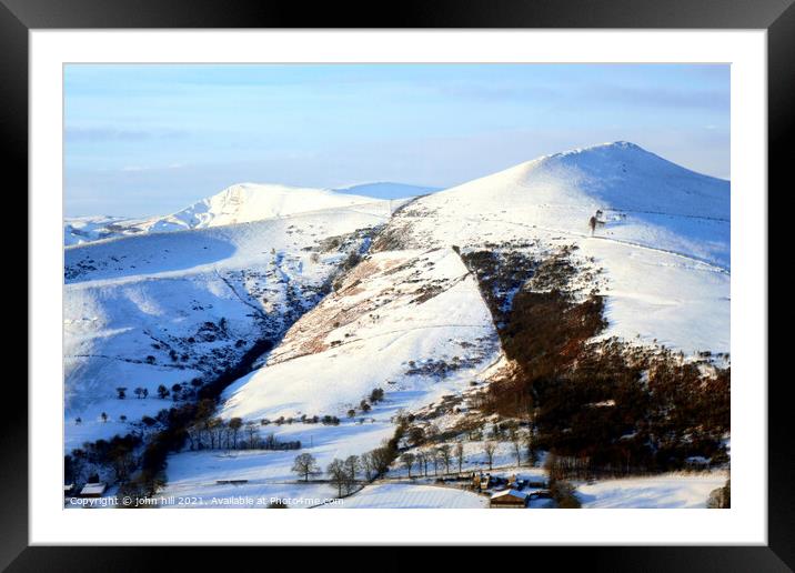 Mountains at Sunrise in Derbyshire, UK. Framed Mounted Print by john hill