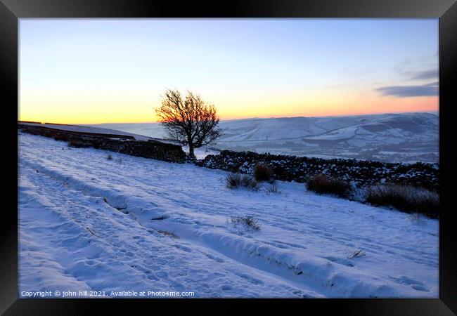 Dawn in Winter, Derbyshire, UK. Framed Print by john hill
