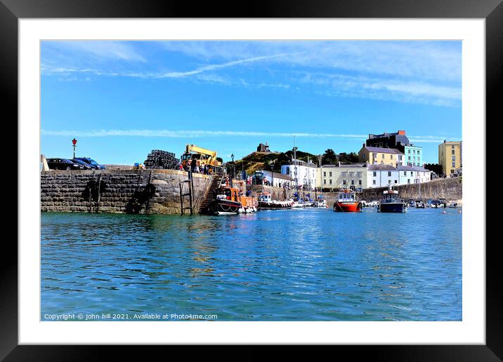 Returning Ferry, Tenby, Wales. Framed Mounted Print by john hill