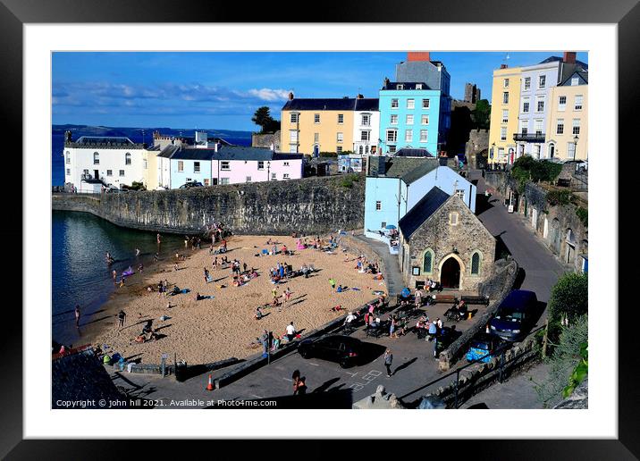 Harbor beach, Tenby, Pembrokeshire, Wales. Framed Mounted Print by john hill