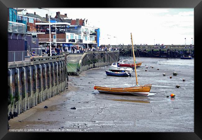 Harbor quay at low tide, Bridlington, Yorkshire, UK. Framed Print by john hill