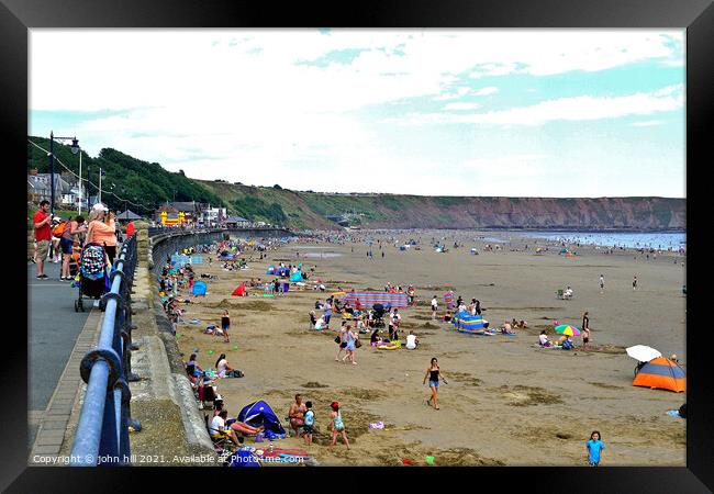 Looking towards Coble landing, Filey, Yorkshire, UK. Framed Print by john hill