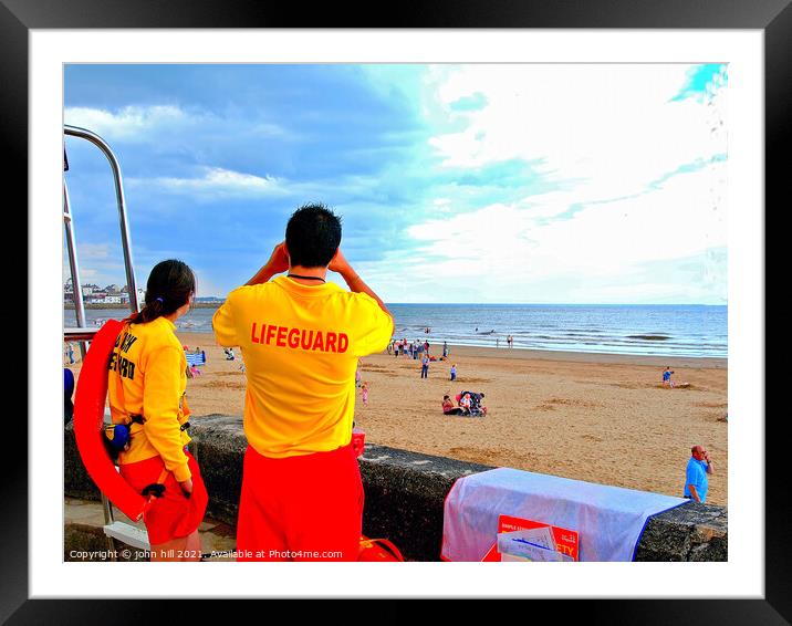 Two Lifeguards on duty. Framed Mounted Print by john hill