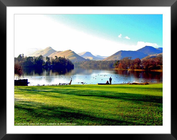 Morning, Derwent water with Cat Bells Framed Mounted Print by john hill