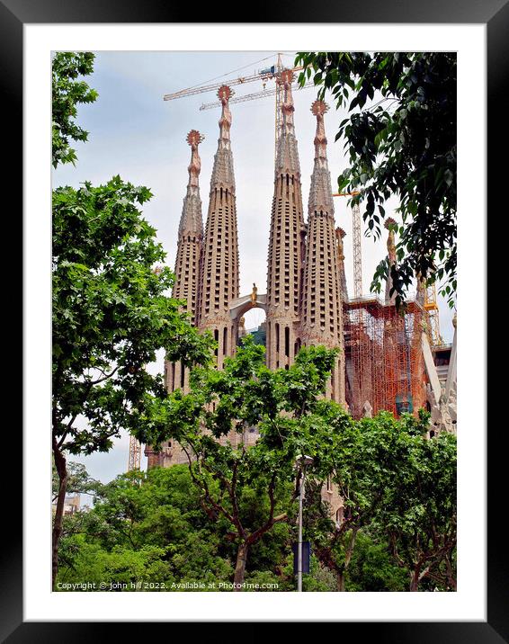 Sagrada Família, Barcelona, Spain in portait. Framed Mounted Print by john hill
