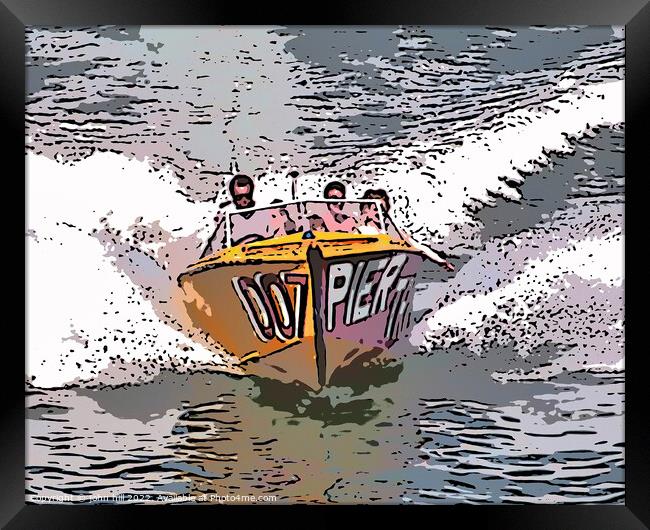 Speedboat (illustration) Framed Print by john hill