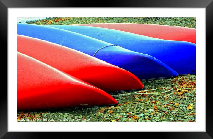 Beached canoes Framed Mounted Print by john hill