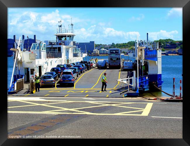 Car Ferry, Torpoint, Cornwall. Framed Print by john hill