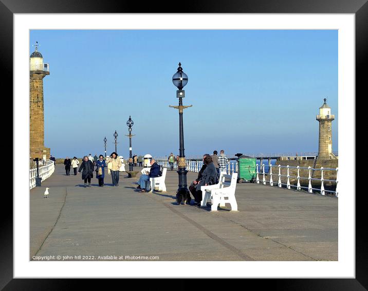 Whitby North Pier, North Yorkshire. Framed Mounted Print by john hill