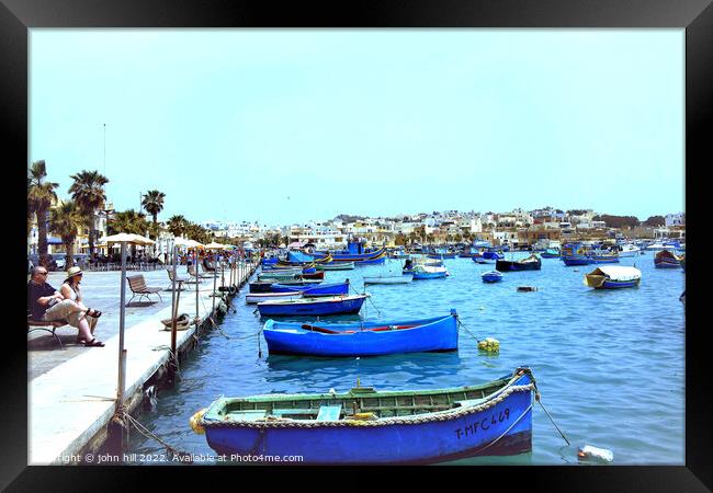 Marsaxlokk harbor, Malta. Framed Print by john hill
