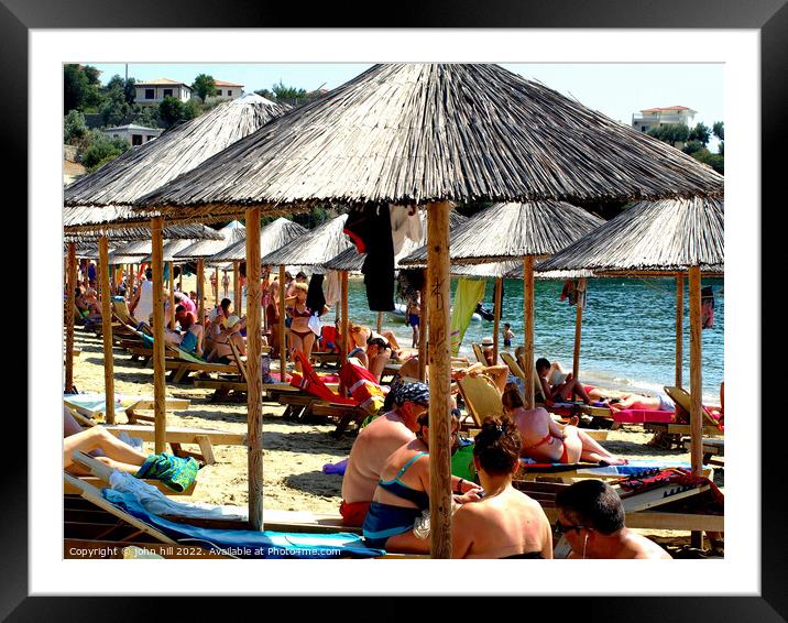 Busy Achladia Beach, Skiathos, Greece. Framed Mounted Print by john hill