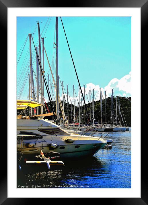 Marina masts, Skiathos town, Greece. Framed Mounted Print by john hill