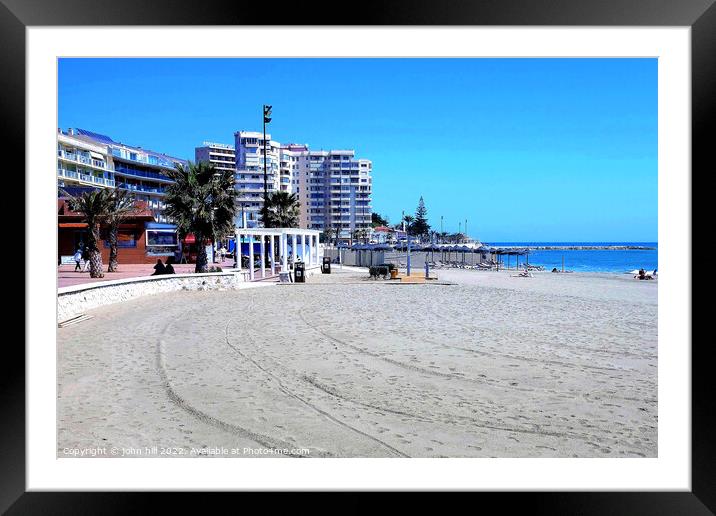 Los Boliches beach, Fuengirola, Spain. Framed Mounted Print by john hill